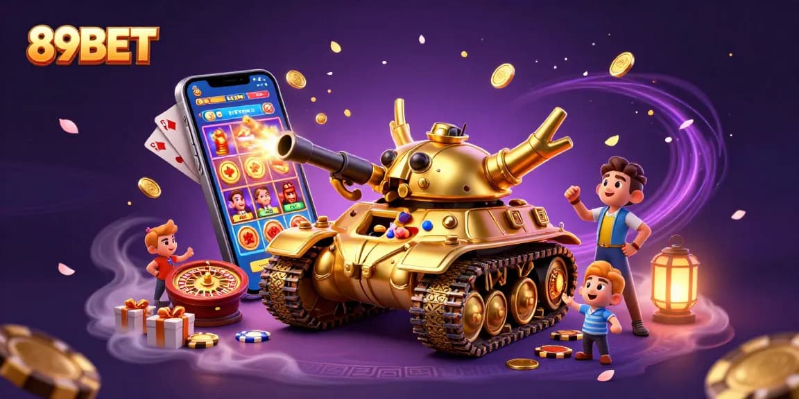 Win big at 89BET with an entertaining 3D casino scene featuring vibrant games and exciting elements.