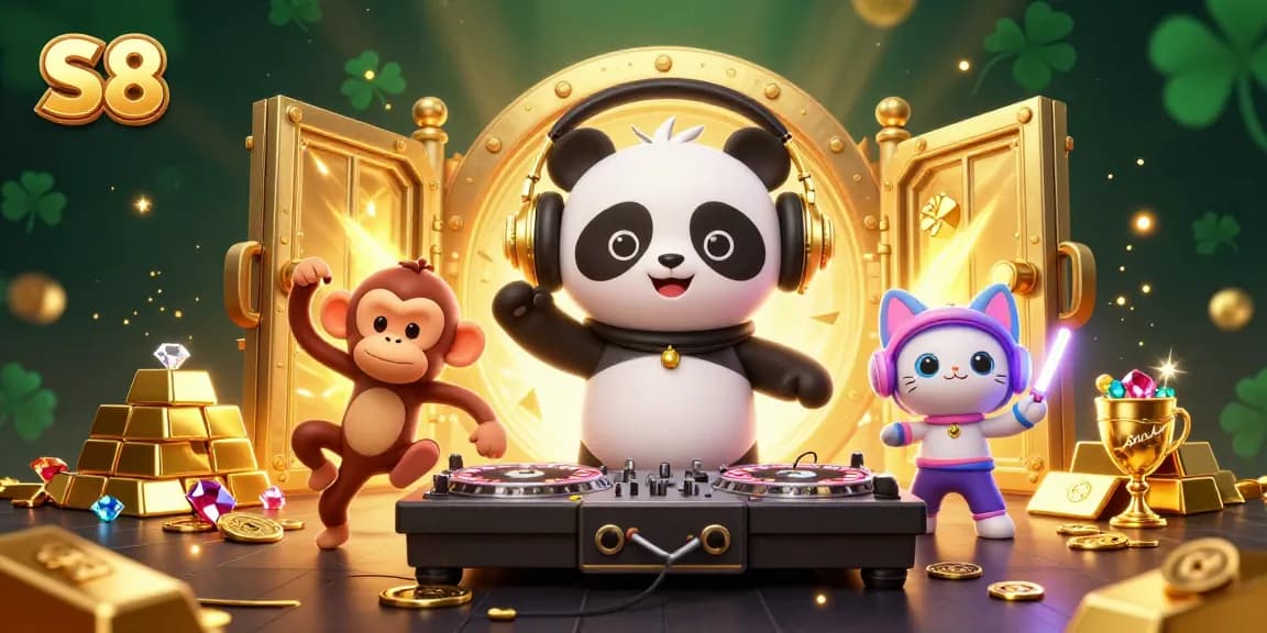 Engage with S8's vibrant casino scene featuring lively characters and dynamic gambling elements.