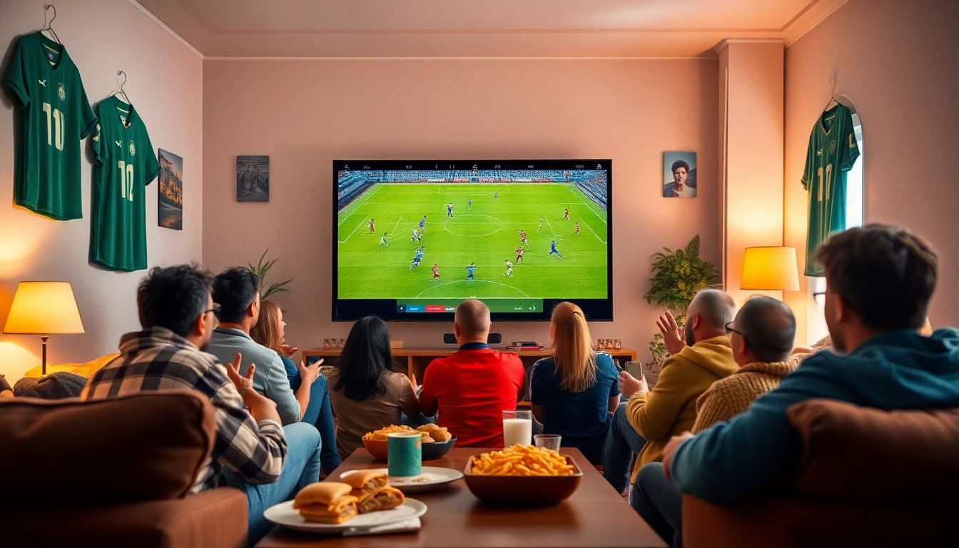 Socolive live football streaming scene with fans enjoying a match in HD quality