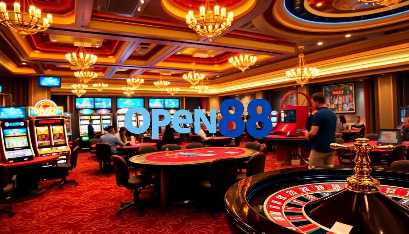 Players celebrating wins at a luxurious casino highlighting thương hiệu OPEN88's exciting betting opportunities.