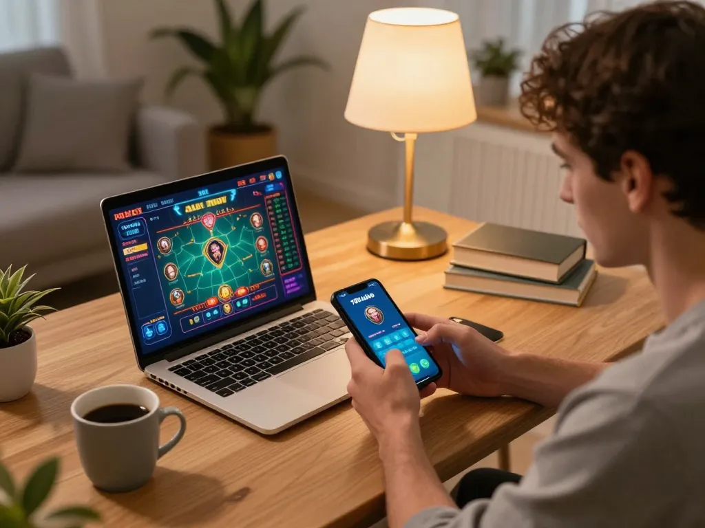Player enjoying online games on the 789club app in a cozy home setting.