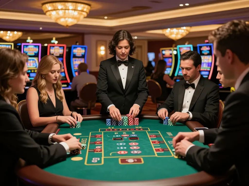 Baccarat gameplay action at a B52 casino table, warm lighting enhancing the luxurious atmosphere