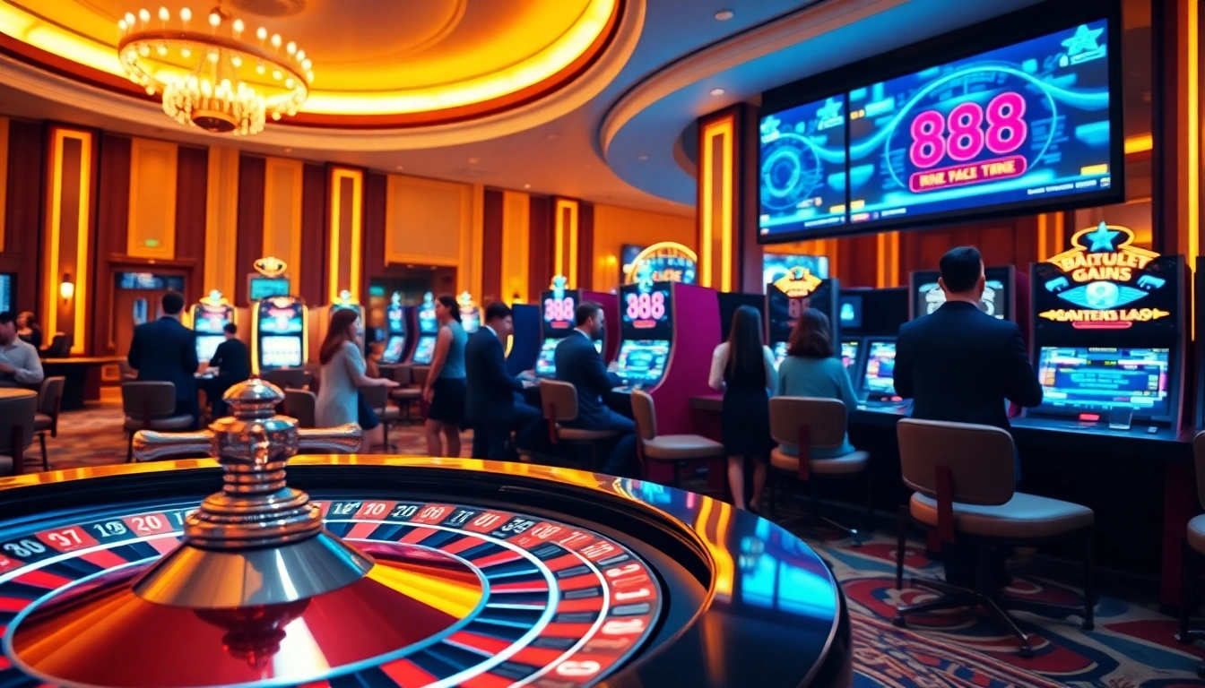 Experience the thrill of 88AA Đăng nhập in a luxurious casino setting with vibrant games and user interfaces.