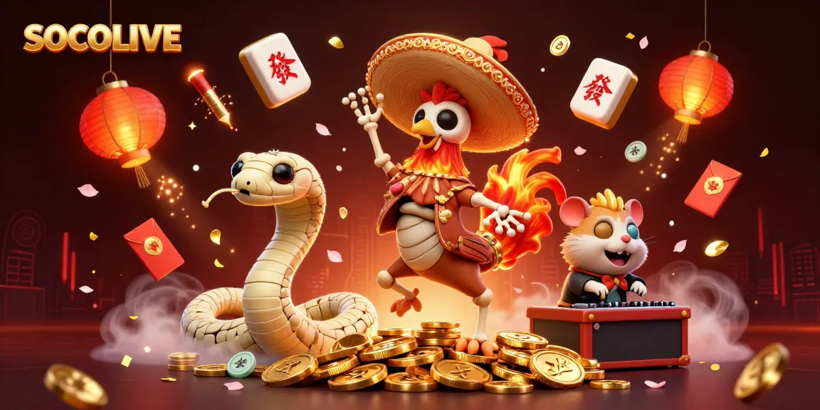 SOCOLIVE celebrates victory with a dancing mariachi rooster and festive casino elements.
