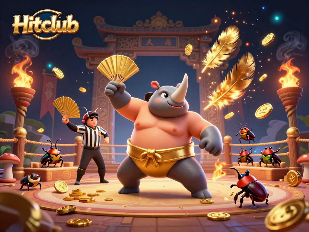 Experience thrilling bets in Hitclub with a vibrant sumo battle celebrating casino excitement.