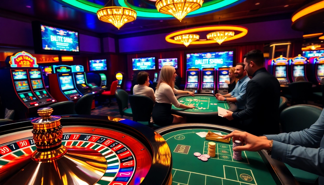 Players enjoying high-stakes games at a lively casino, capturing the excitement of gambling on https://tg88.black/.