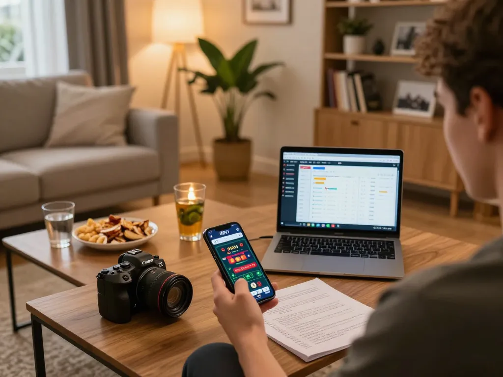 Experience online gaming with 88vv on a smartphone in a cozy home setting