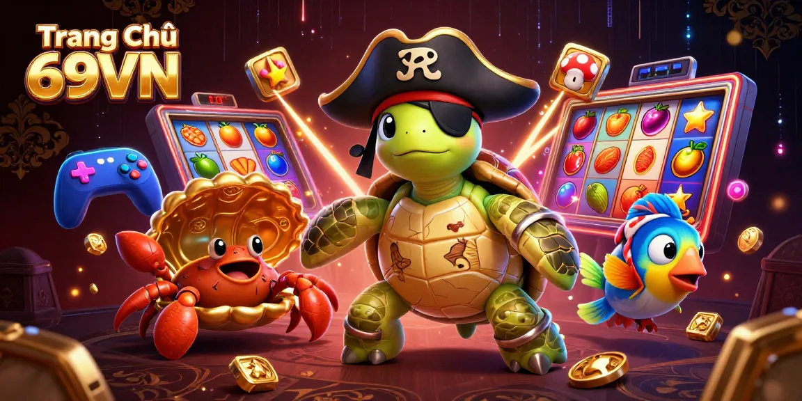Engage with Trang Chủ 69VN's exciting slots featuring a treasure-filled 3D scene with vibrant characters!
