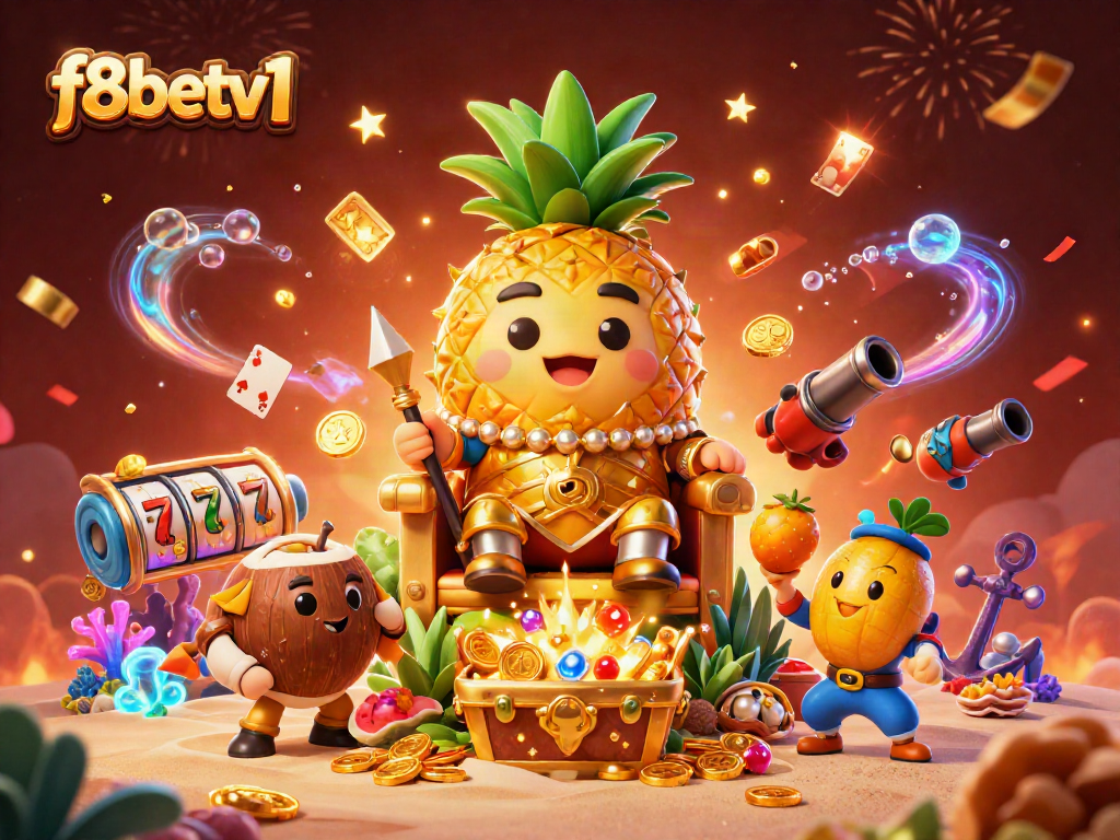 Engage with f8betv1's immersive slot games amidst vibrant casino illustration.