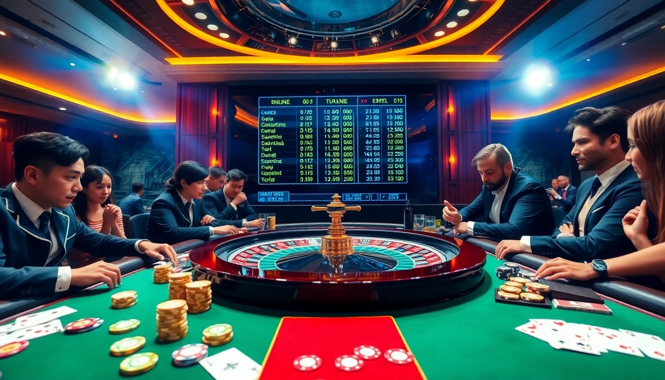 Engaging scene of players at a roulette table excitedly betting; kèo nhà cái hôm nay showcased in live streaming odds.
