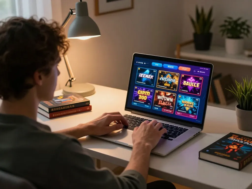 Engaging in online gaming at XX88 with strategic materials visible, creating a cozy gambling environment.