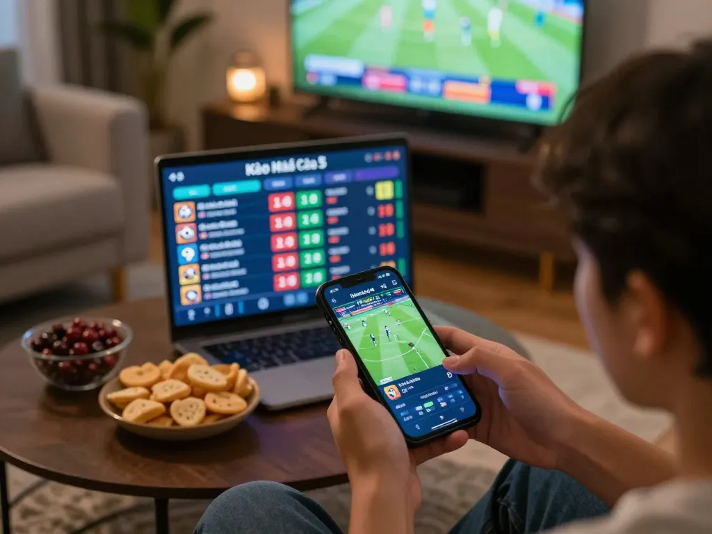 Engaging in Kèo Nhà Cái 5 betting strategies while enjoying a comfortable home gaming atmosphere.
