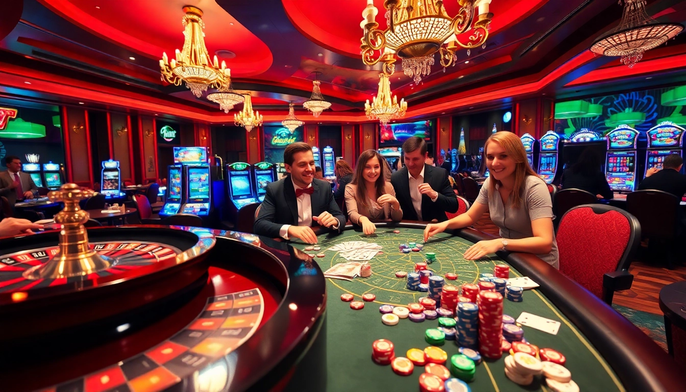 Experience thrilling gaming action at 555w.in with vibrant casino atmosphere filled with roulette and poker excitement.