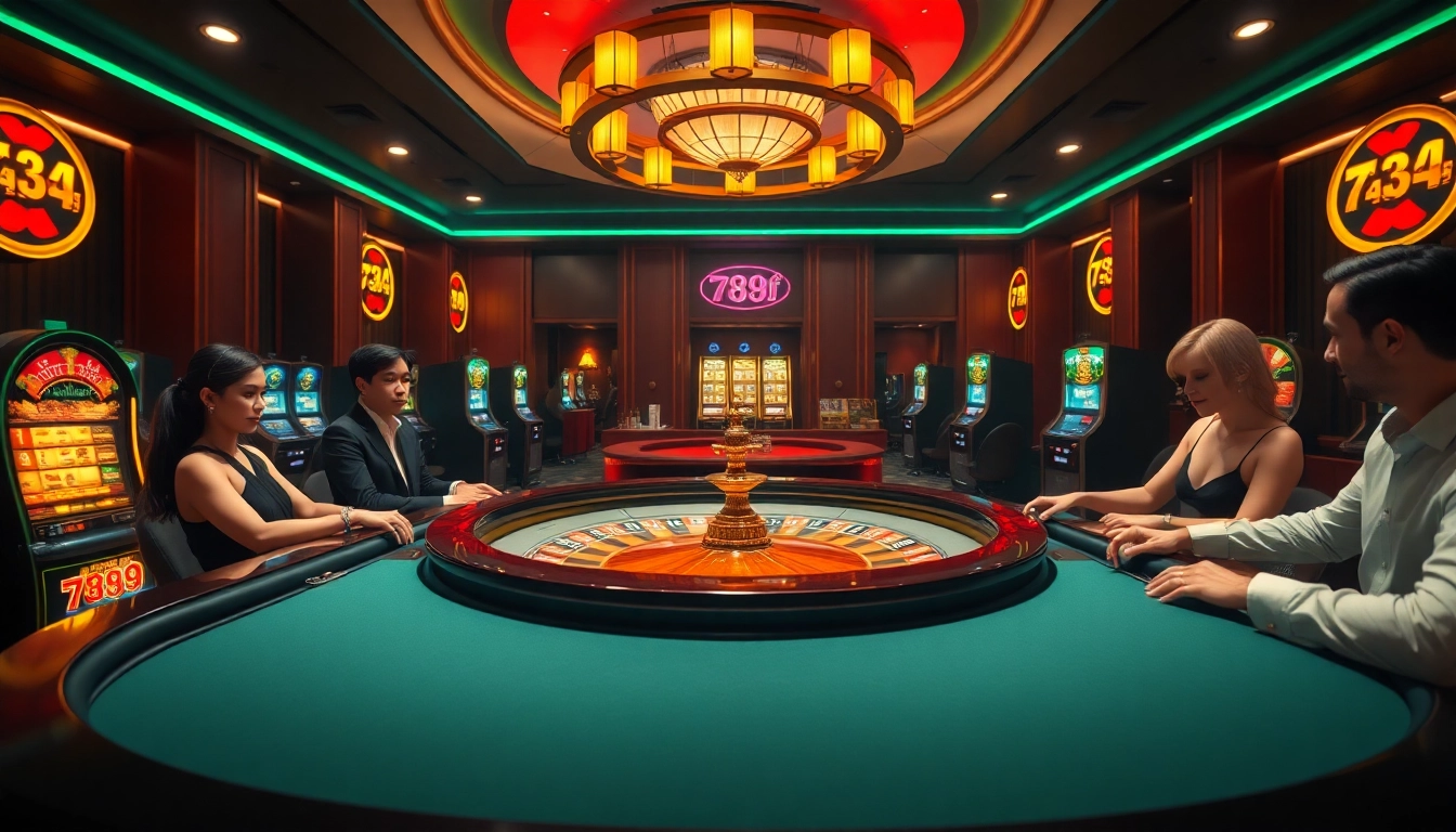 Experience the excitement of online gambling at 789f with vibrant casino tables and engaging players.