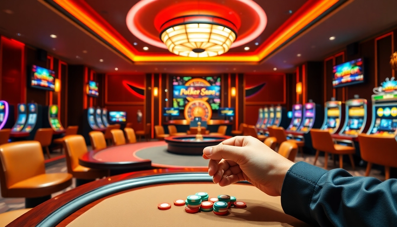 Experience excitement at GG88.video with vibrant slot machines and poker tables filled with action.