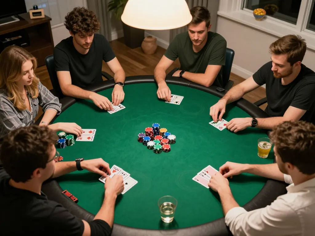 f168 players engaging in an exciting poker night with vibrant chips and cards
