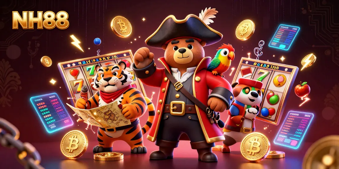 Spin the reels at NH88, where a pirate captain bear and tiger embark on jackpot adventures.