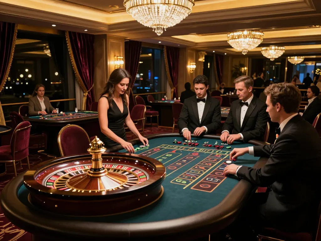 Engaging scene of players enjoying roulette at hay88x casino, showcasing thrilling gameplay atmosphere.