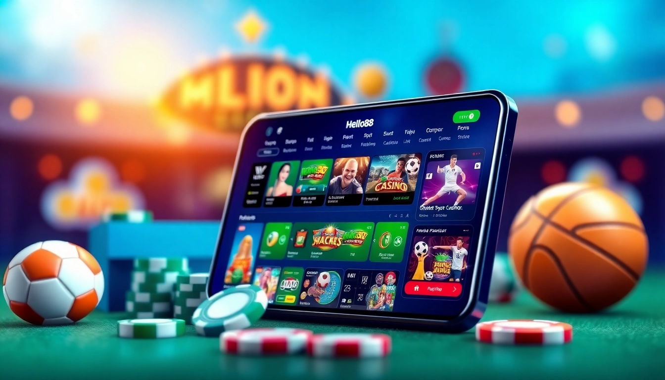 A dynamic online betting platform interface showcasing Hello88 gaming options, enhancing the experience of hello88win.live users.