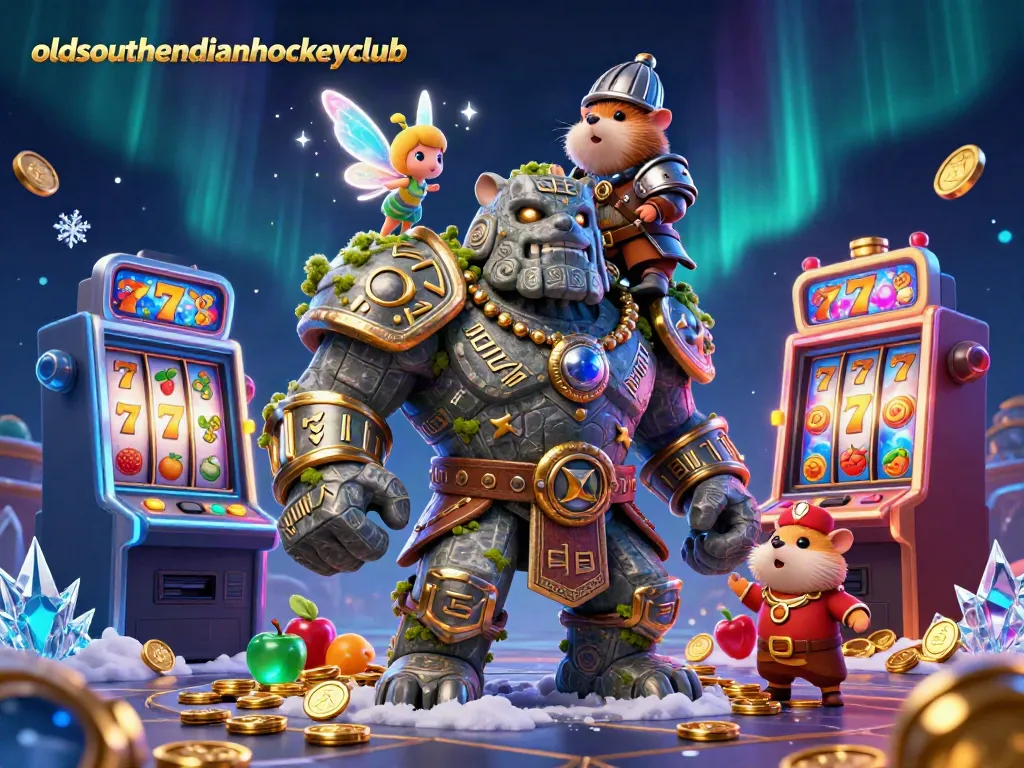 Experience the magic at oldsouthendianhockeyclub with enchanted characters enjoying slot machines.