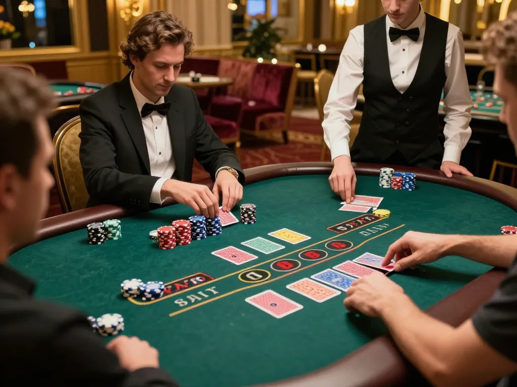 va88 players engaging at an elegant baccarat table during an exciting casino game