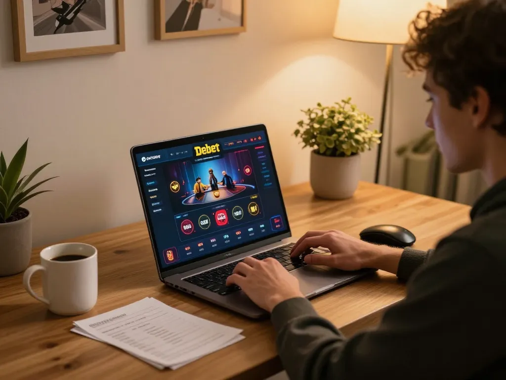 Engage in thrilling online gaming at Debet with a cozy setup and strategic betting notes