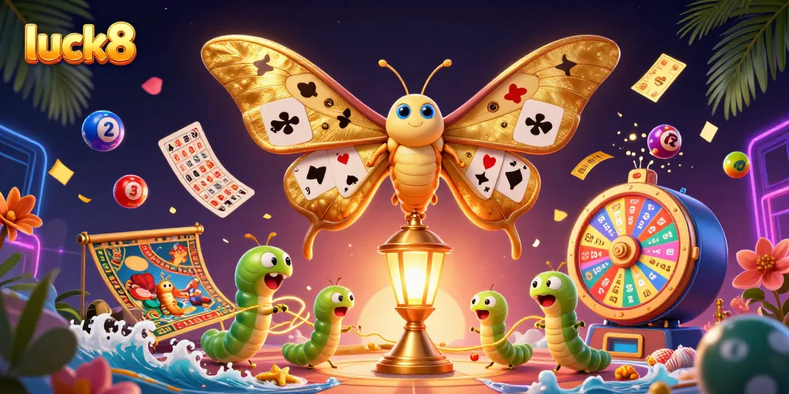 Feeling lucky at luck8, immerse in a vibrant casino scene filled with colorful games and golden vibes.