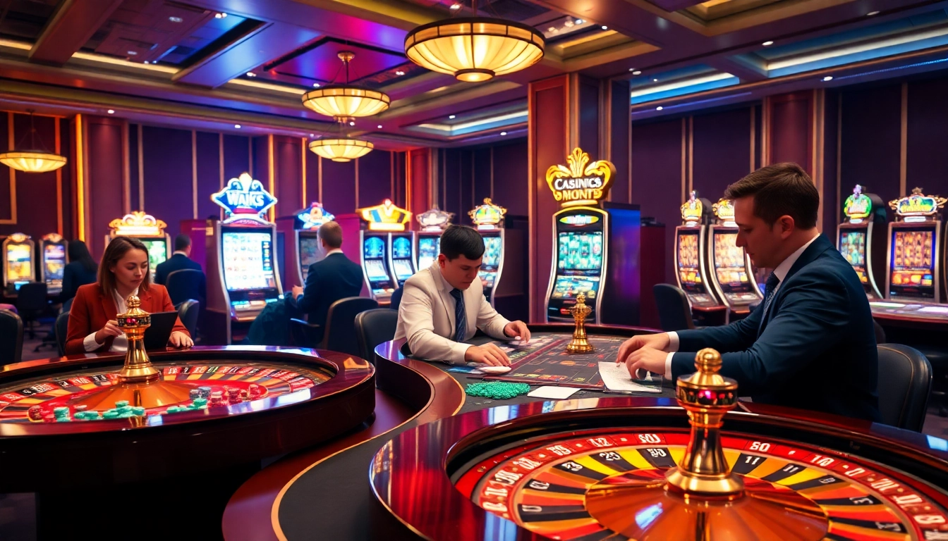 Experience thrilling gaming at trang chủ fly88 with vibrant casino visuals of tables, chips, and slots.