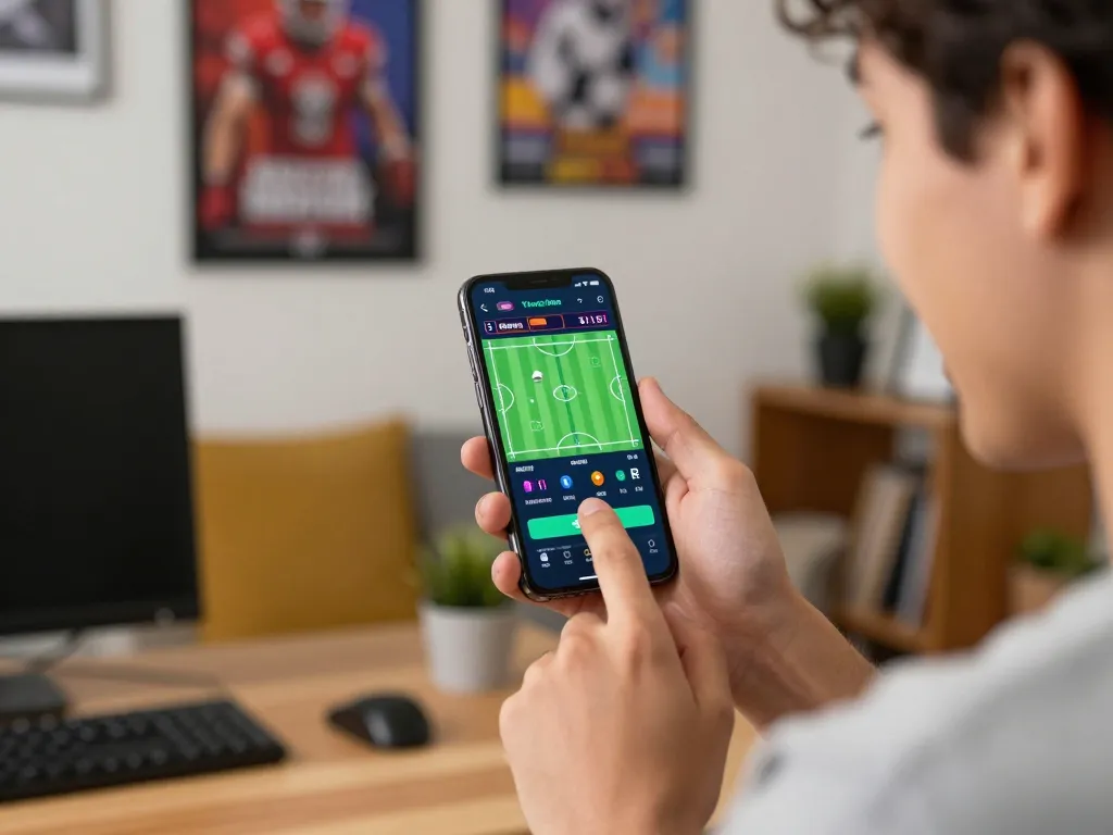Engaged user placing live bets on 789winii sports betting app during an exciting game.