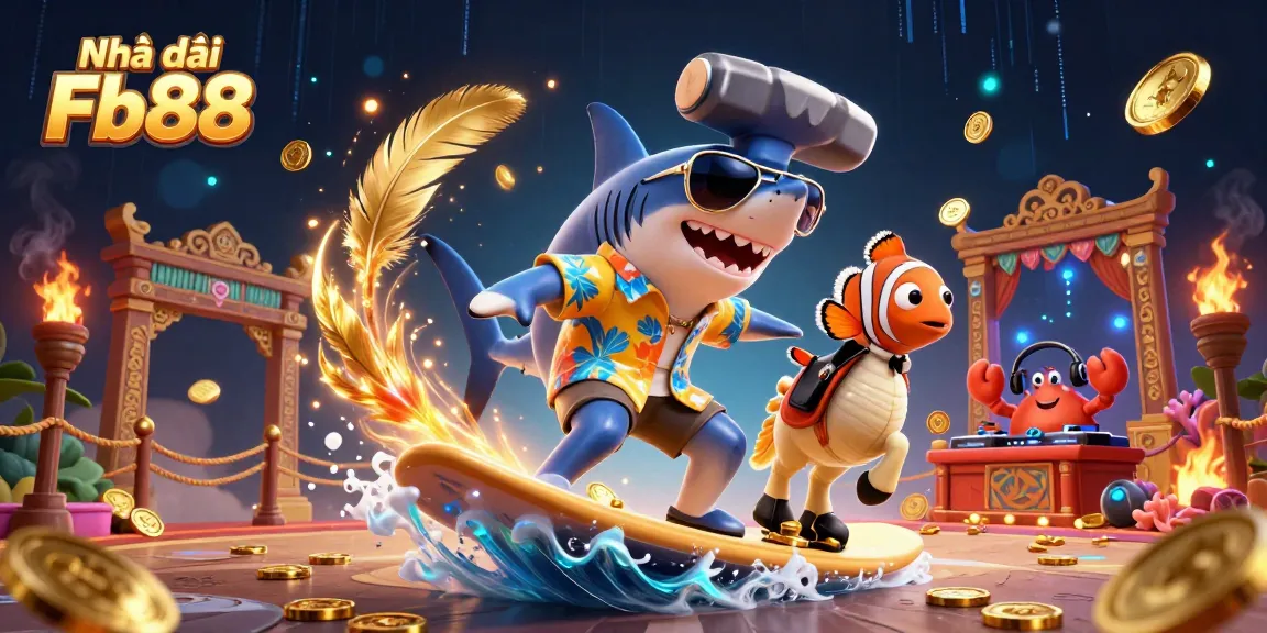 Bet on excitement with Nhà cái Fb88, featuring lively underwater casino characters.