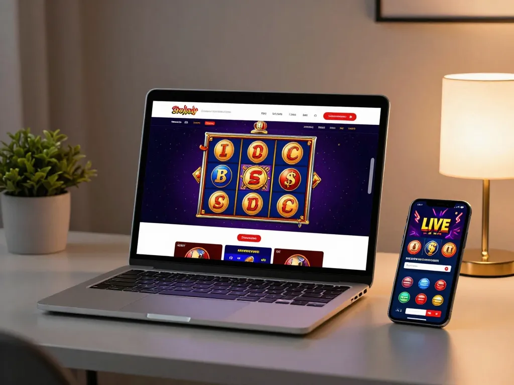 Engaging online gambling experience on keonhacai5 displayed on a laptop and smartphone.