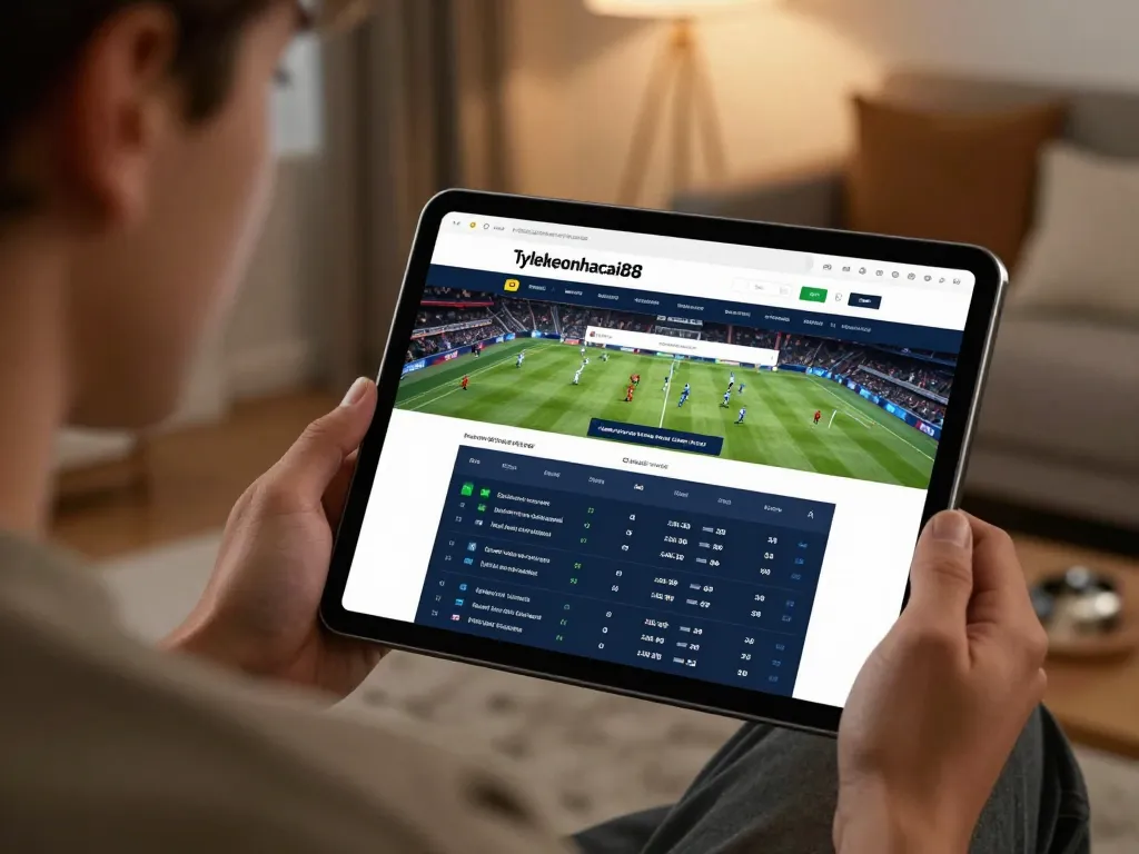 Analyzing match odds on tablet using tylekeonhacai88 for strategic sports betting insights