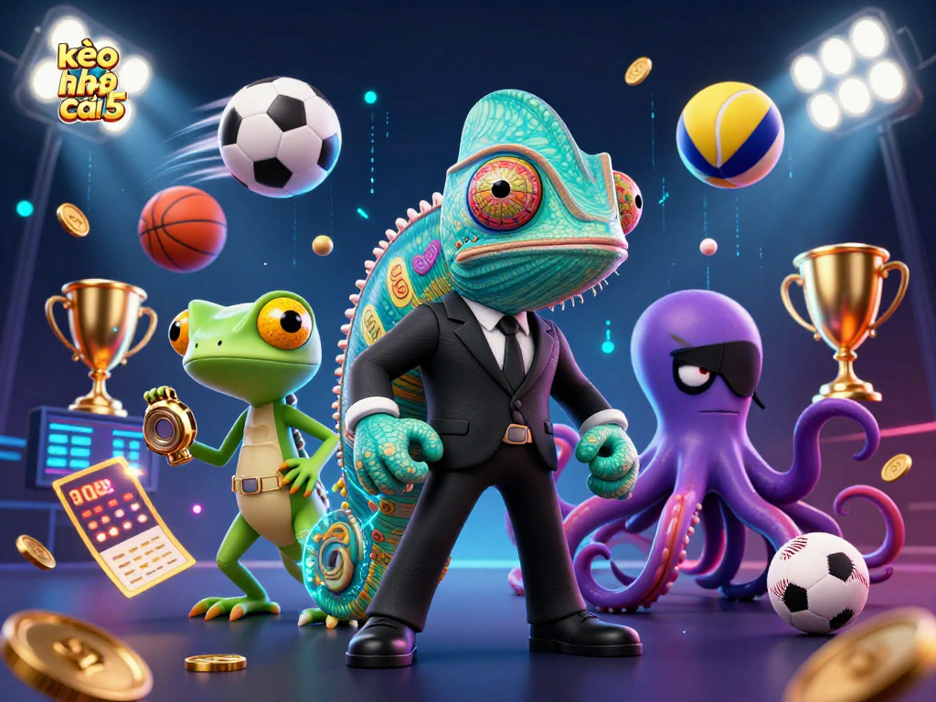 Bet on kèo nhà cái 5 with vibrant sports dynamics, featuring a secret agent chameleon and more