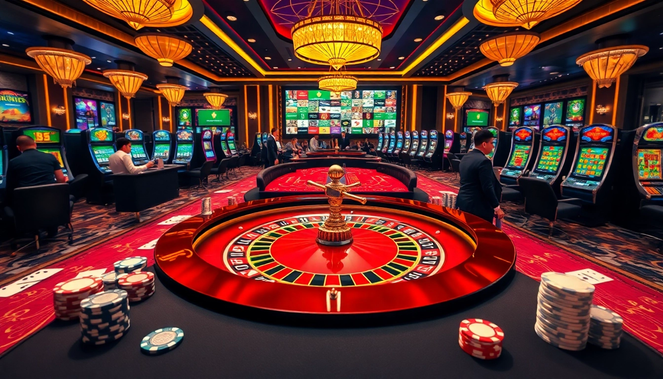 Players enjoying exciting games at xn88 com casino, featuring vibrant tables and engaging atmosphere.