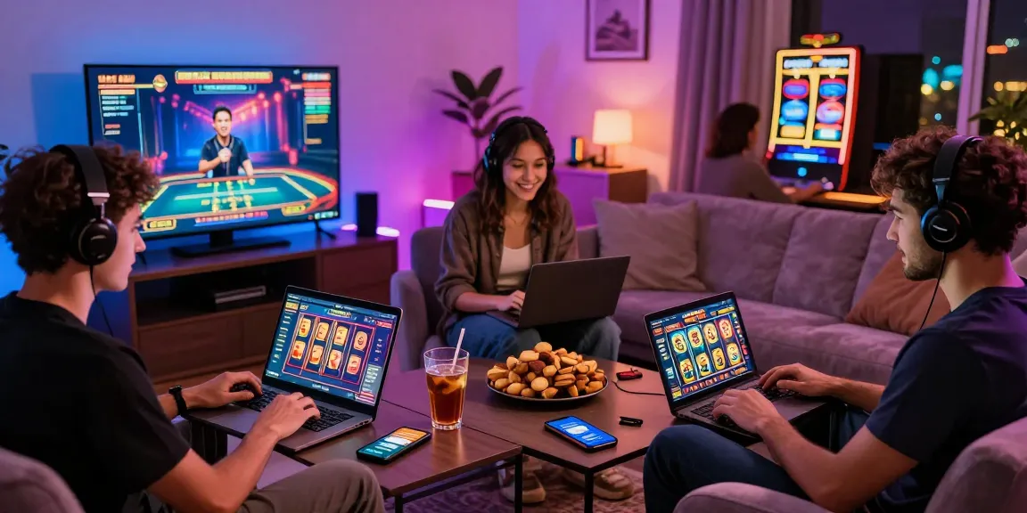 Players enjoying diverse games at home in casinos that accept credit cards, showcasing modern gaming setups and vibrant atmosphere.