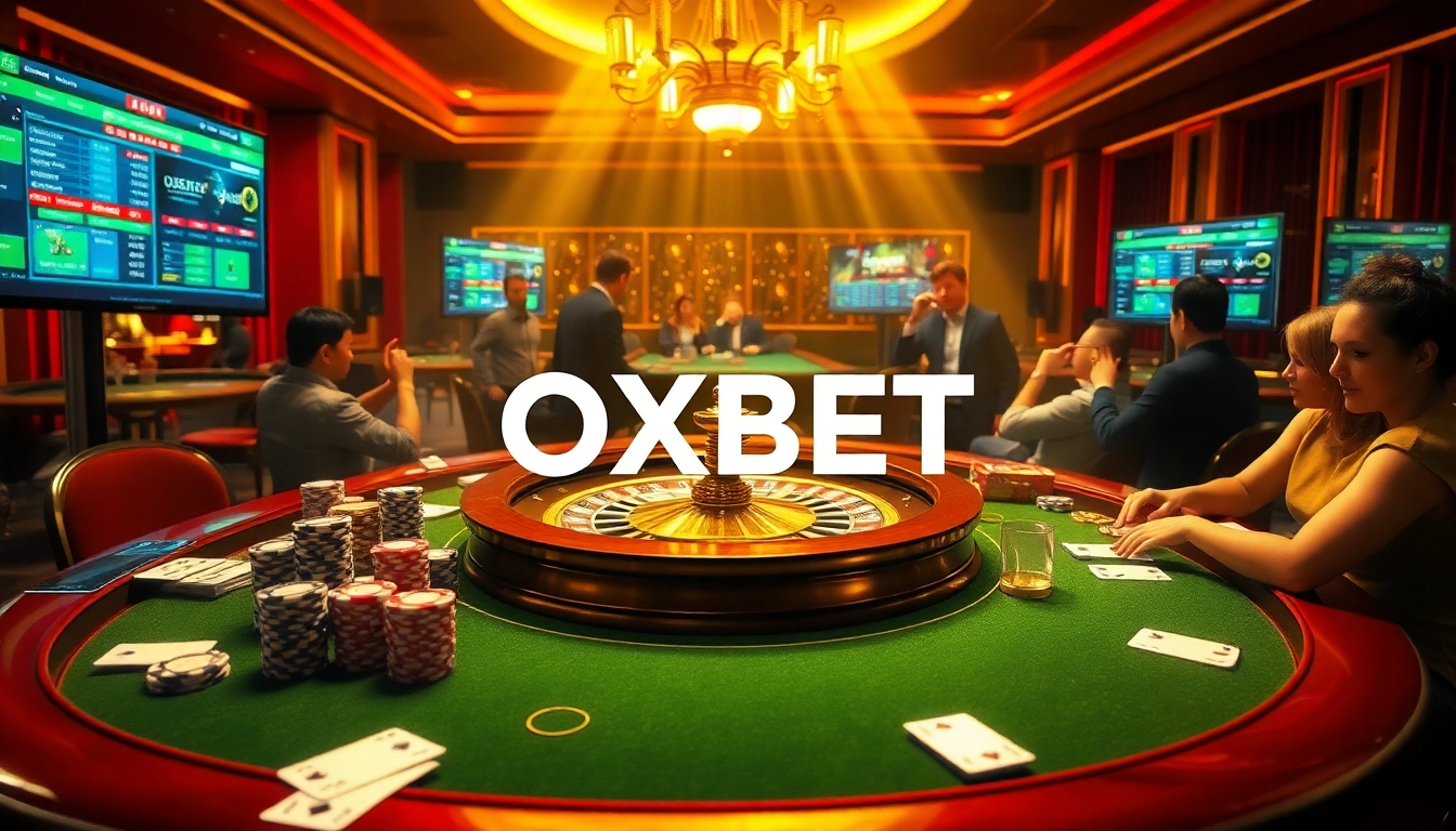 Experience the excitement of OXBET at a luxurious casino table filled with vibrant chips and cards.