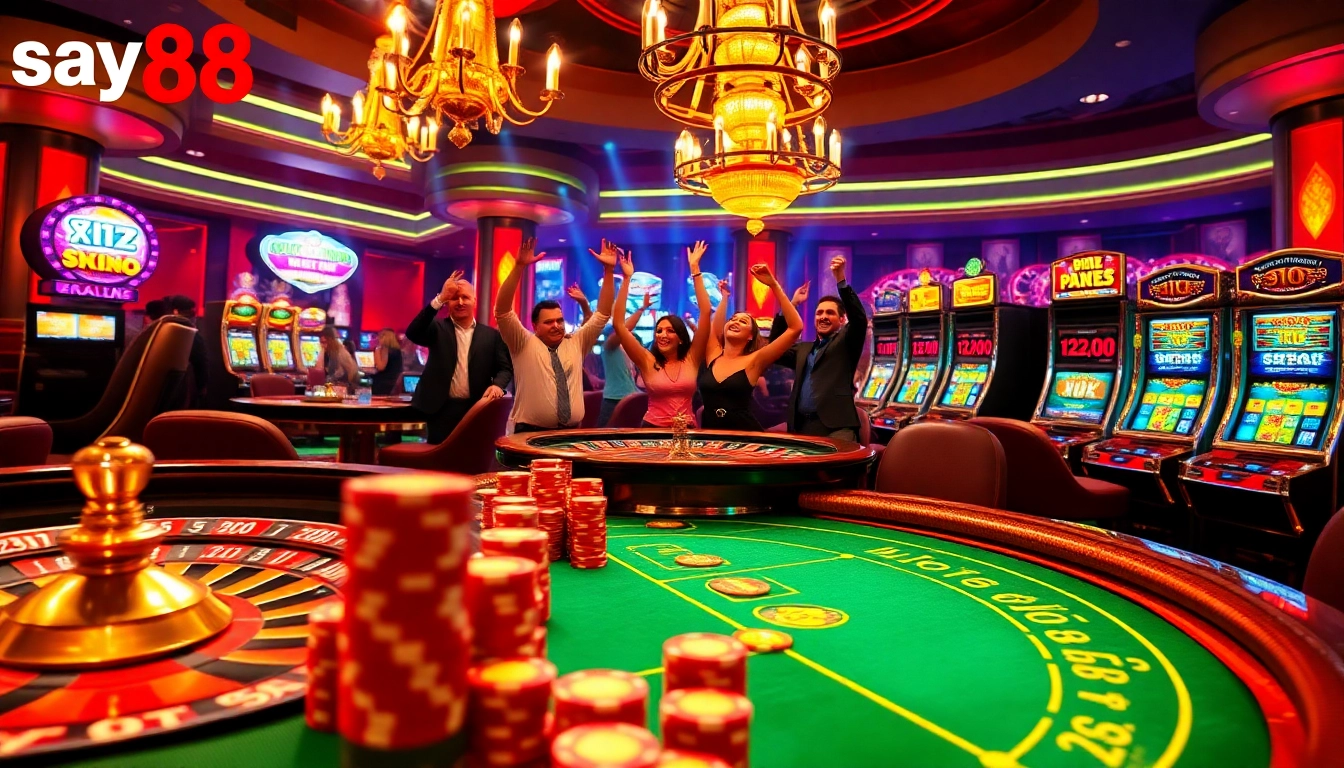 Experience excitement at say88 with lively casino gaming featuring poker chips and roulette.