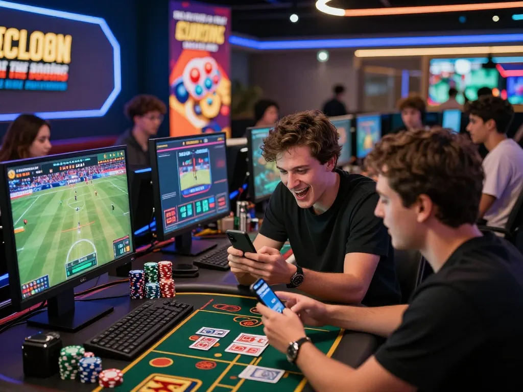 Engaged users experiencing online betting at nhà cái 33win with modern gaming elements.