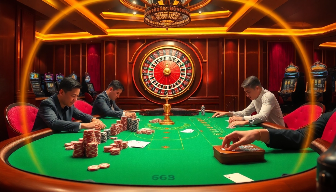 Experience the thrill of 888VND BET at a luxurious casino table with poker chips and cards.