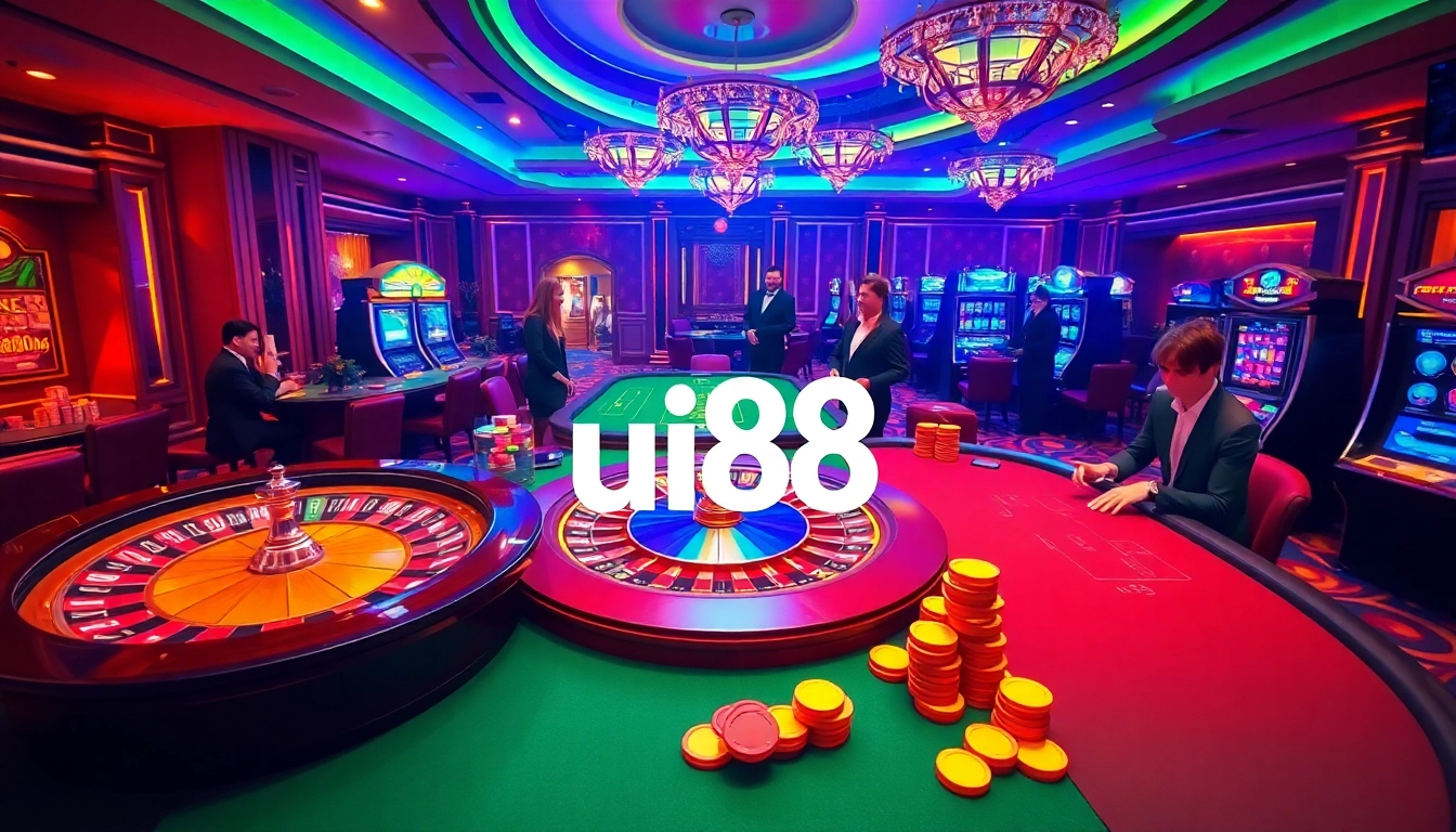 Experience thrilling gameplay at uu88, featuring dynamic casino tables, colorful chips, and exciting roulette action.