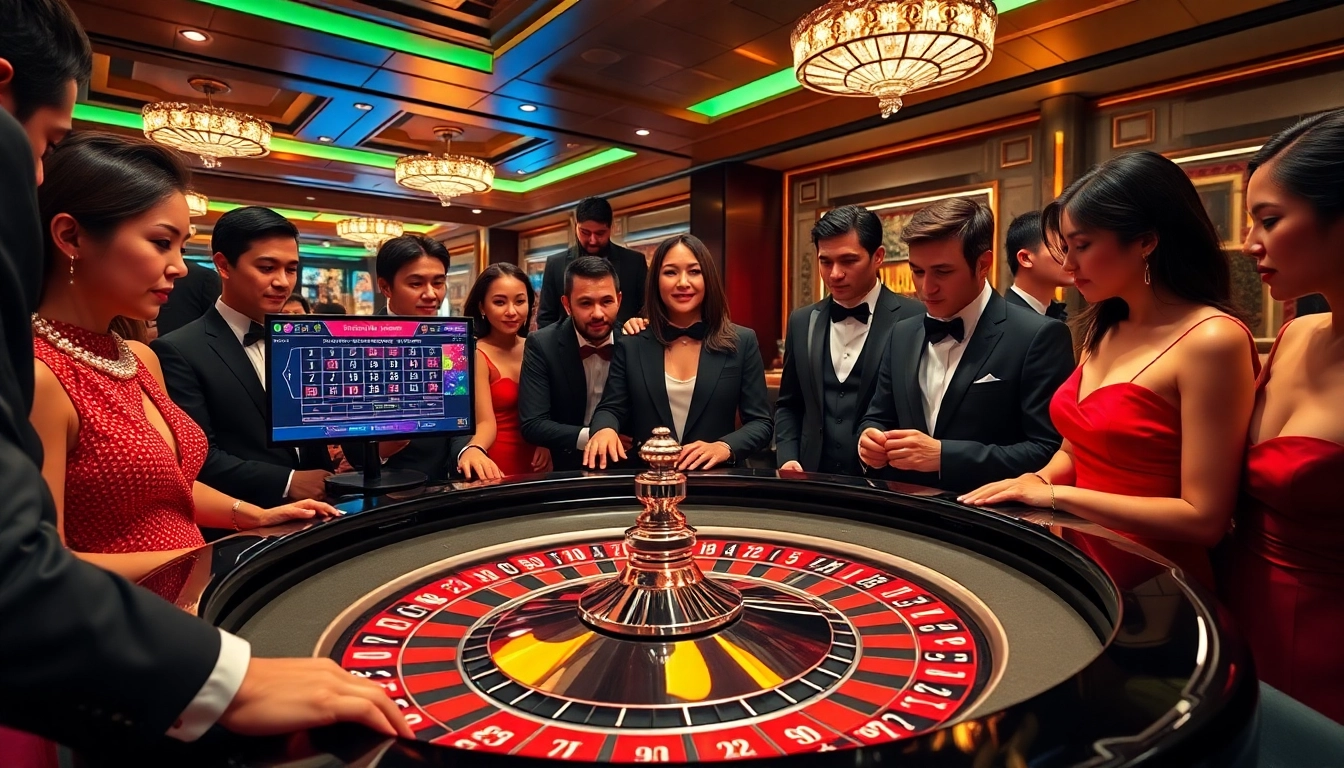 Experience luxury gaming at 88xx.com with players at roulette and poker tables.