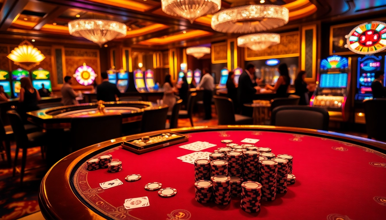 Experience the excitement of dh88-themed gaming with luxurious poker and roulette tables.