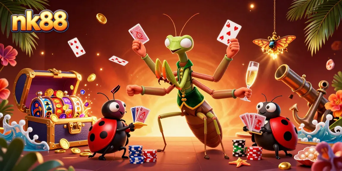 Experience vibrant gameplay at nk88 with a giant praying mantis card sharp and interactive elements.