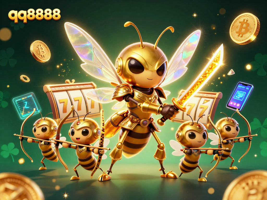 Experience thrilling wins with qq8888 as the golden hornet samurai battles for jackpots amidst vibrant slot reels.