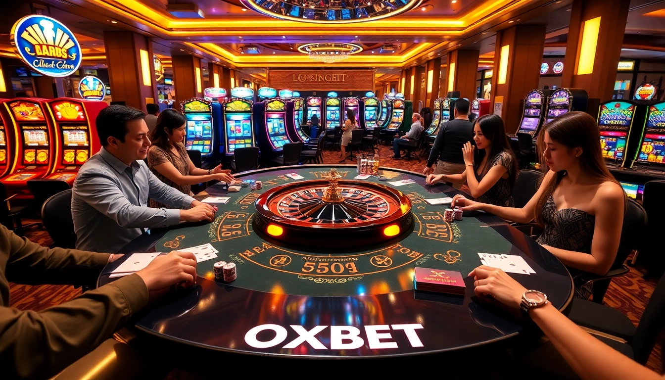 Experience the excitement of OXBET with vibrant casino gaming elements and thrilling players.