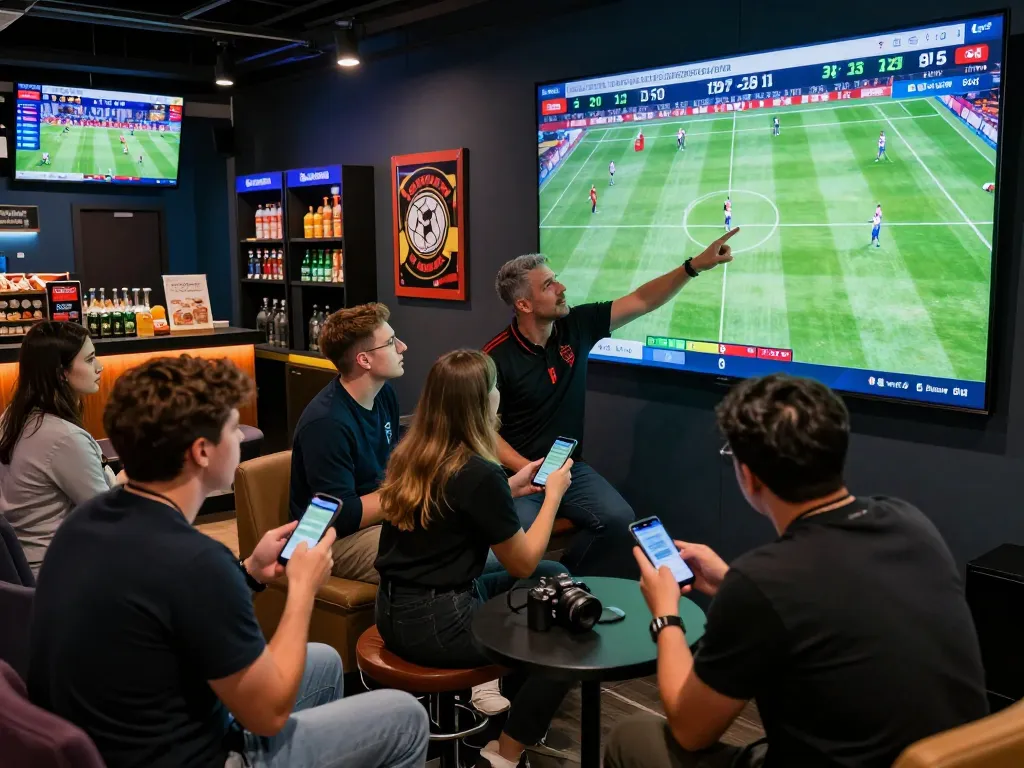 Engaging sports betting scene showcasing nowgoal live data analysis and enthusiastic bettors in action.