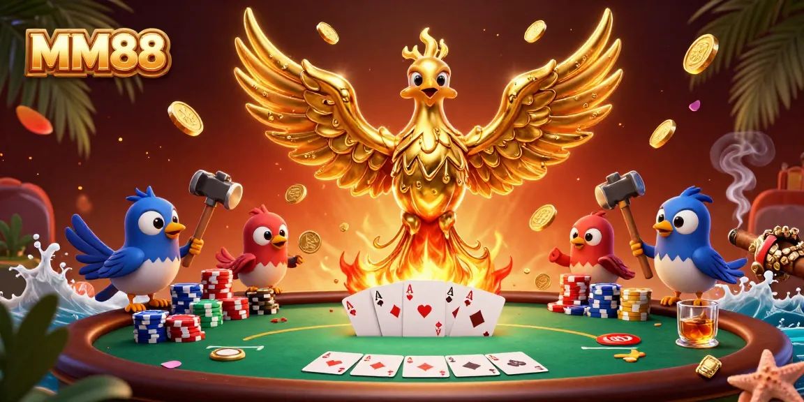 Experience thrilling MM88 poker action with molten golden phoenix and dynamic game elements.