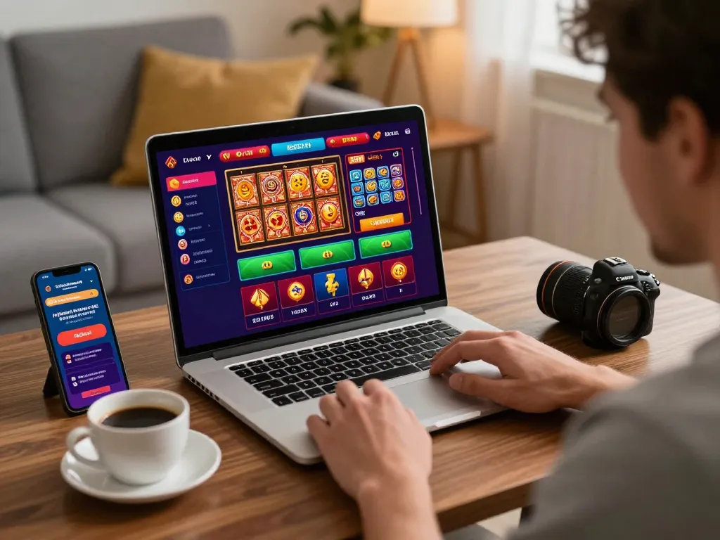 tk88 player immersed in thrilling online casino experience with live betting, engaging games, and vibrant interface in a cozy setting