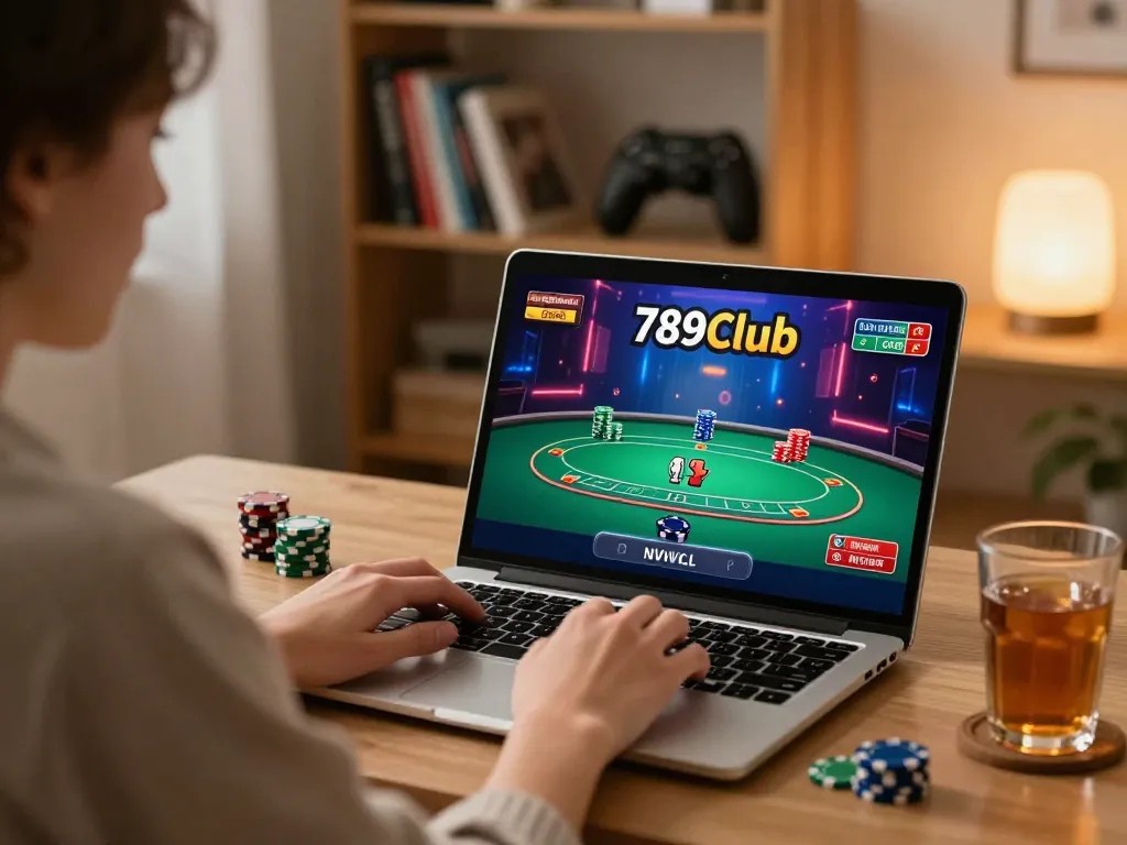 Engaging in an exciting blackjack game on 789Club while enjoying a cozy home atmosphere.