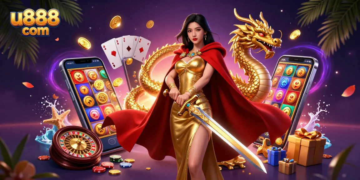 Experience exhilarating gaming action with u888 com in a vibrant 3D casino scene.